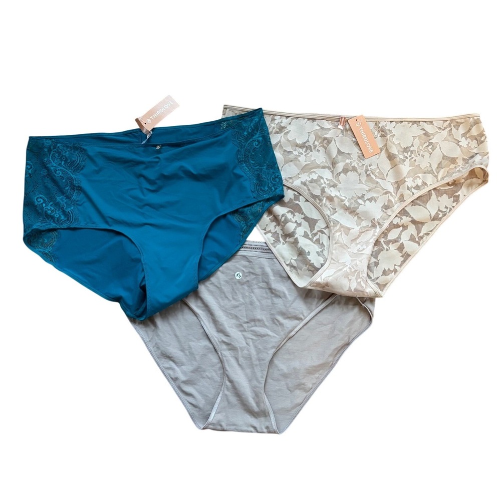 NWT ThirdLove Bundle of Three‎ Sz 2X Panties Underwear Hipster Brief Bikini Lace